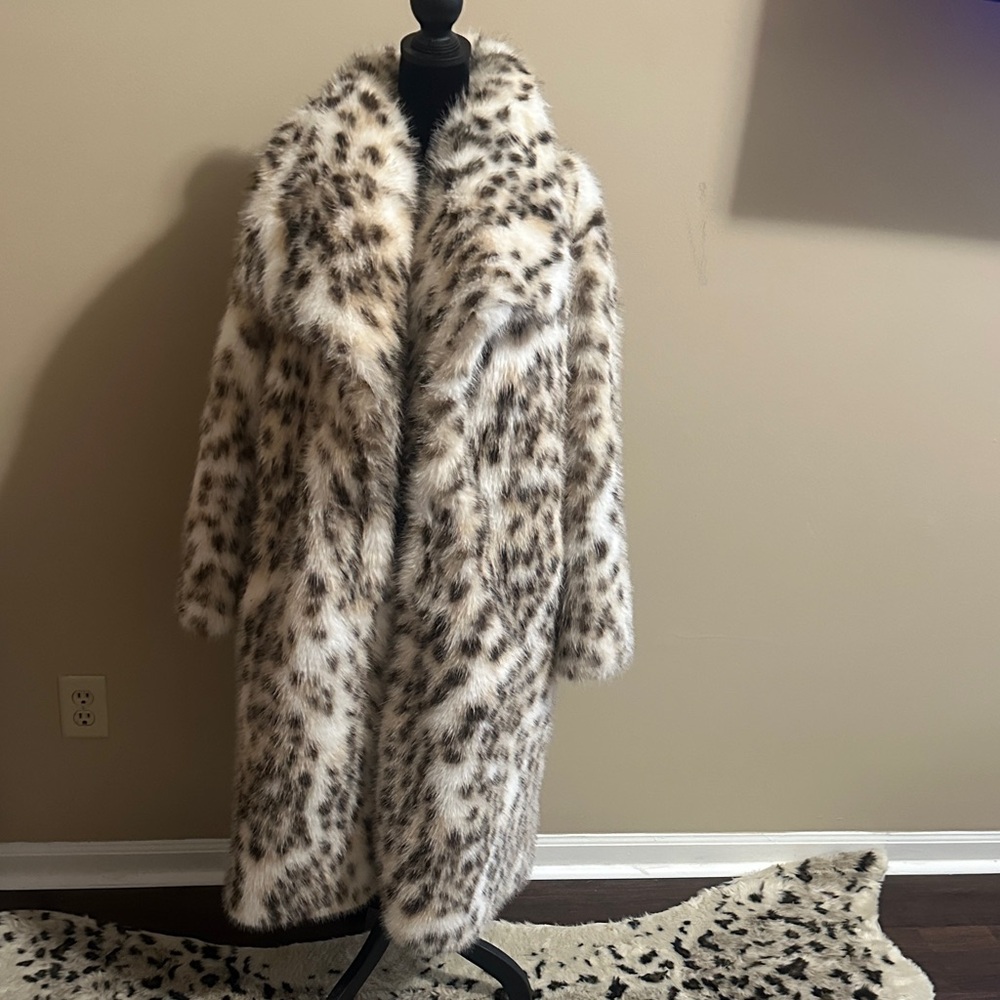 Leopard Print Faux Fur Coat